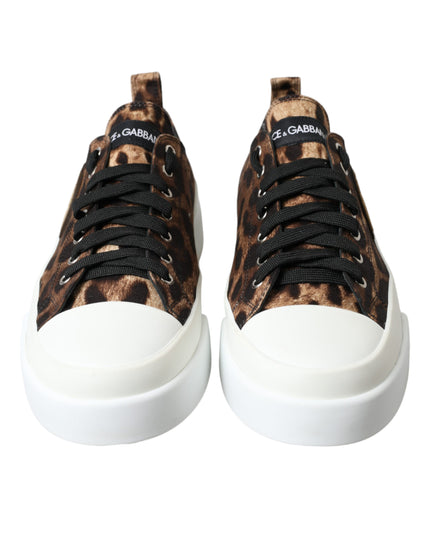 Dolce & Gabbana Brown Leopard Canvas Sneakers Shoes