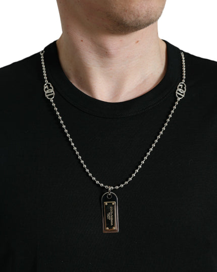 Dolce & Gabbana Black Cotton Dog Tag Round Neck T-shirt