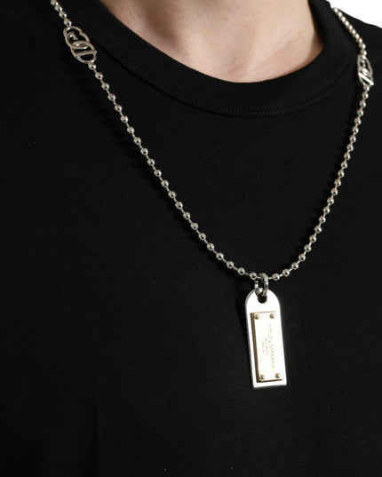 Dolce & Gabbana Black Cotton Dog Tag Round Neck T-shirt