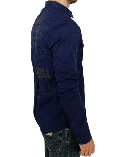 Costume National Blue checkered cotton shirt