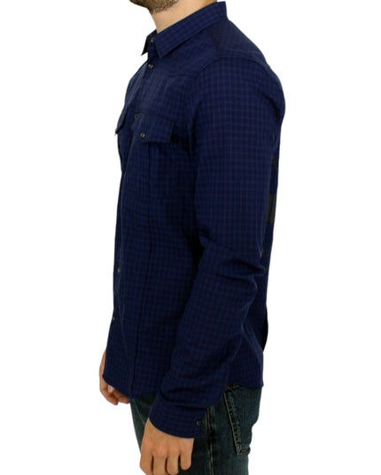 Costume National Blue checkered cotton shirt