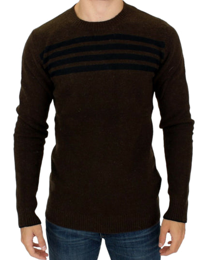 Costume National Brown striped crewneck sweater