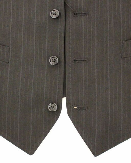 Dolce & Gabbana Black Striped Stretch Dress Vest Gilet