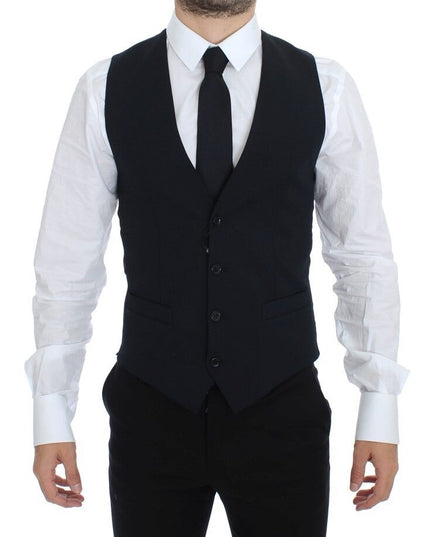 Dolce & Gabbana Blue Wool Formal Dress Vest Gilet