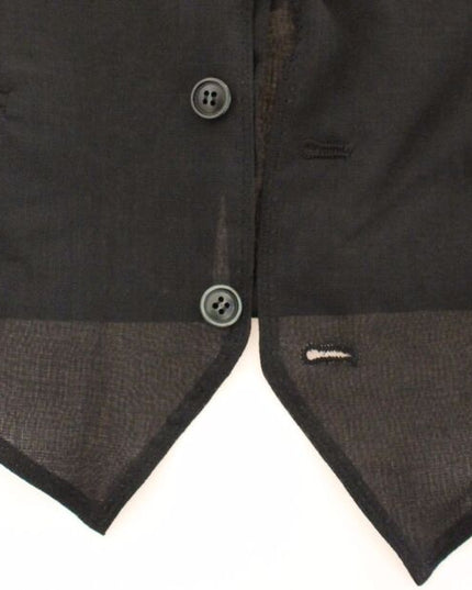 Dolce & Gabbana Black Wool Formal Dress Vest Gilet Jacket