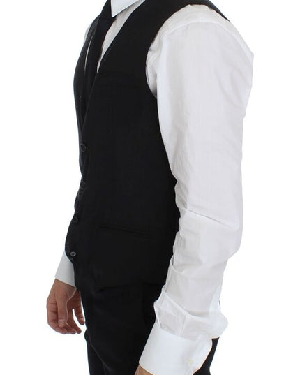 Dolce & Gabbana Black Wool Formal Dress Vest Gilet Jacket