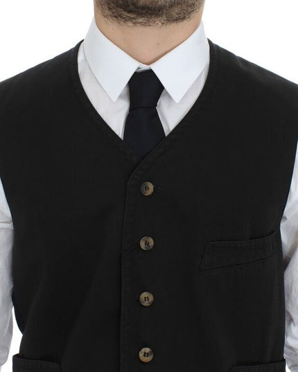 Dolce & Gabbana Black Cotton Blend Dress Vest Gilet