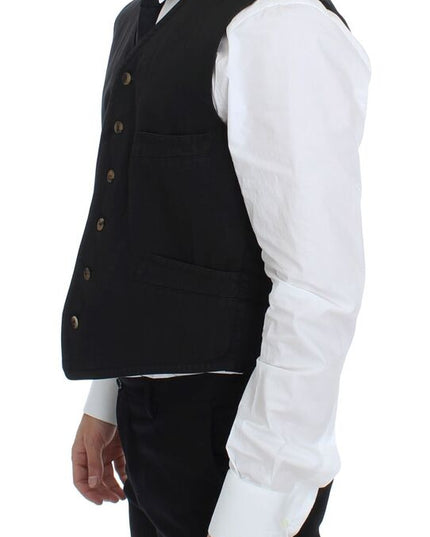 Dolce & Gabbana Black Cotton Blend Dress Vest Gilet