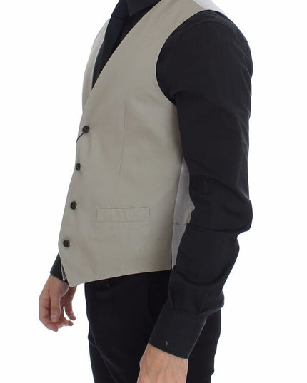 Dolce & Gabbana Beige Silk Blend Dress Formal Vest Gilet
