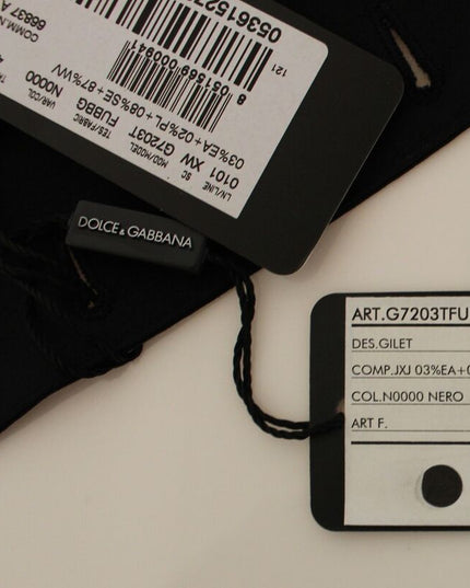 Dolce & Gabbana Black Wool Silk Stretch Dress Vest Blazer