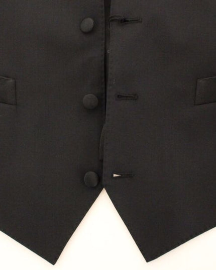 Dolce & Gabbana Black Wool Silk Stretch Dress Vest Blazer
