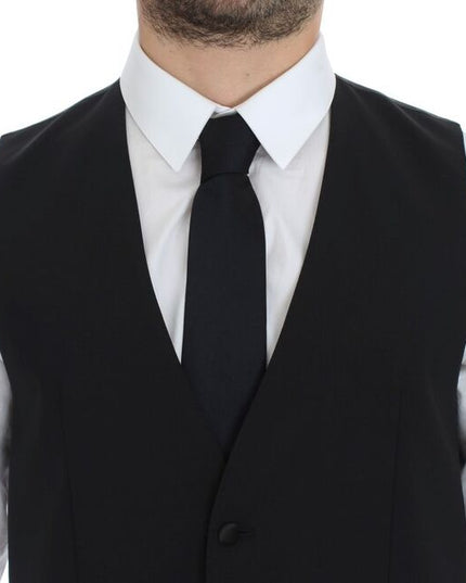 Dolce & Gabbana Black Wool Silk Stretch Dress Vest Blazer