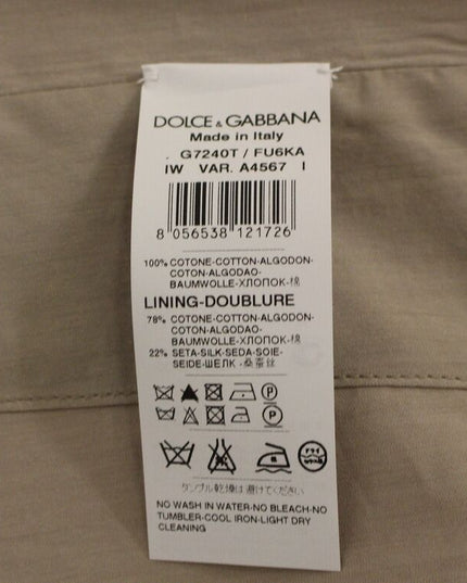 Dolce & Gabbana Beige Cotton Slim Fit Button Front Dress Vest