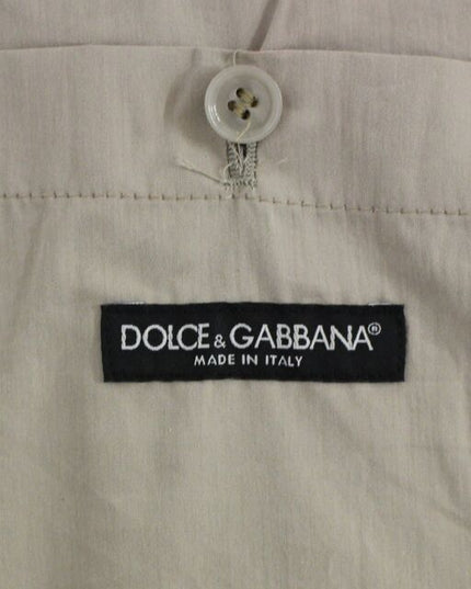 Dolce & Gabbana Beige Cotton Slim Fit Button Front Dress Vest