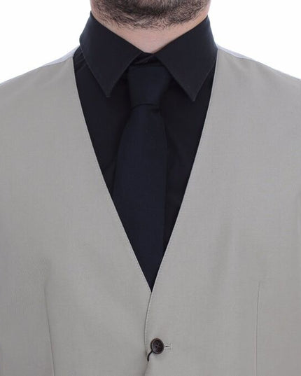 Dolce & Gabbana Beige Cotton Silk Blend Dress Vest Blazer