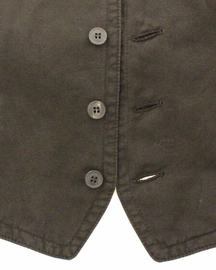 Dolce & Gabbana Black Flax Cotton Dress Vest Blazer