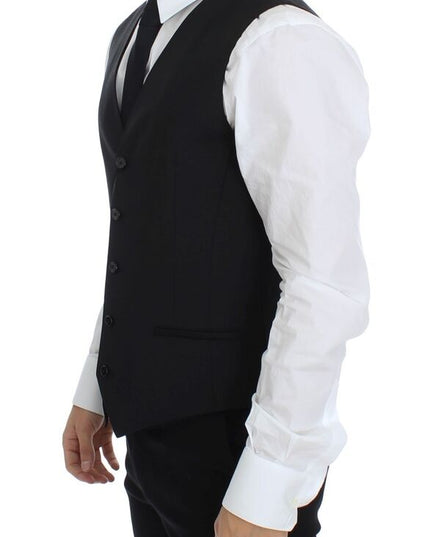 Dolce & Gabbana Black Wool Silk Stretch Dress Vest Blazer