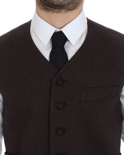 Dolce & Gabbana Brown Cotton Blend Dress Vest Gilet