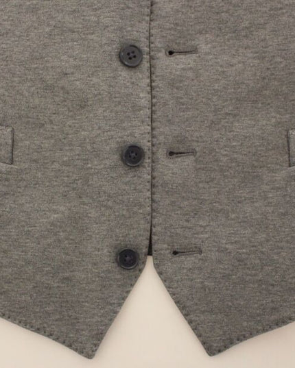 Dolce & Gabbana Gray Cotton Stretch Dress Vest Blazer
