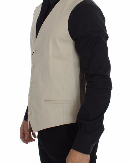 Dolce & Gabbana Beige Cotton Stretch Dress Vest Blazer