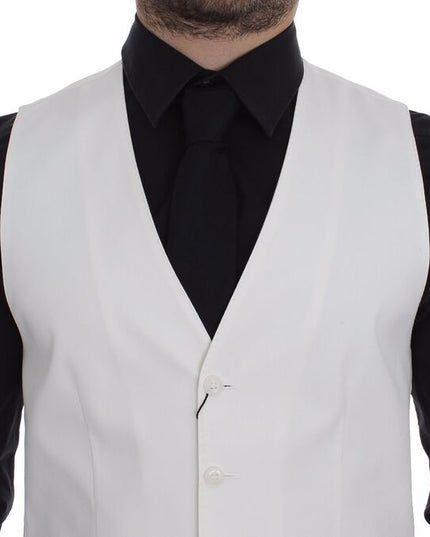 Dolce & Gabbana White Cotton Silk Blend Dress Vest Blazer