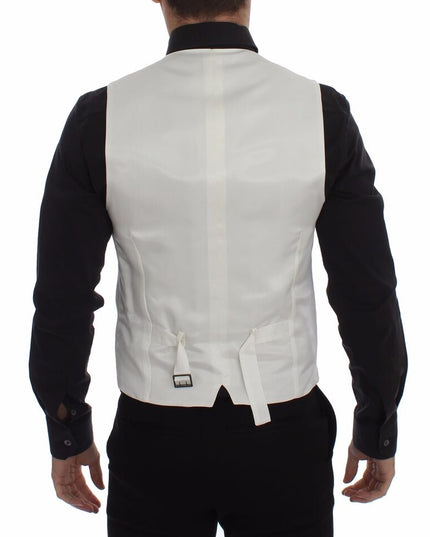 Dolce & Gabbana White Cotton Silk Blend Dress Vest Blazer