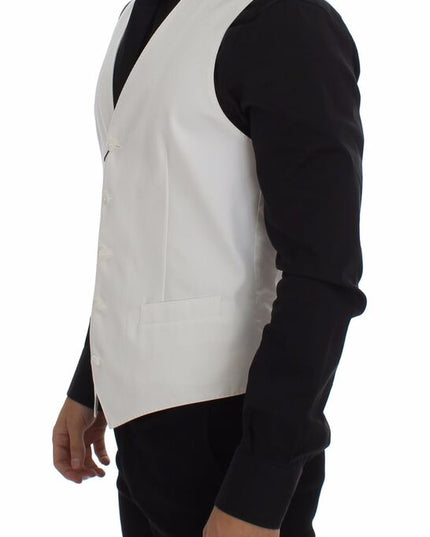 Dolce & Gabbana White Cotton Silk Blend Dress Vest Blazer