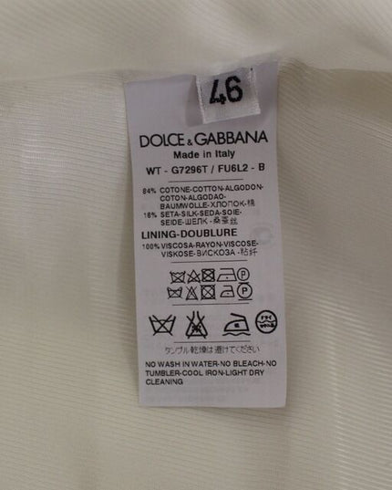 Dolce & Gabbana White Cotton Silk Blend Dress Vest Blazer