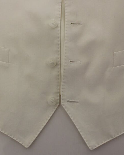 Dolce & Gabbana White Cotton Silk Blend Dress Vest Blazer