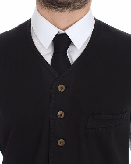 Dolce & Gabbana Black Cotton Viscose Dress Vest Blazer