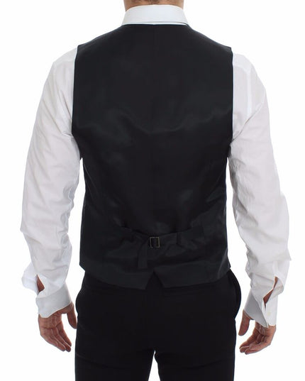 Dolce & Gabbana Gray Striped Wool Logo Vest Gilet Weste