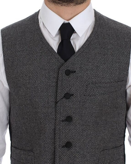 Dolce & Gabbana Gray Cotton Blend Logo Vest Gilet Weste