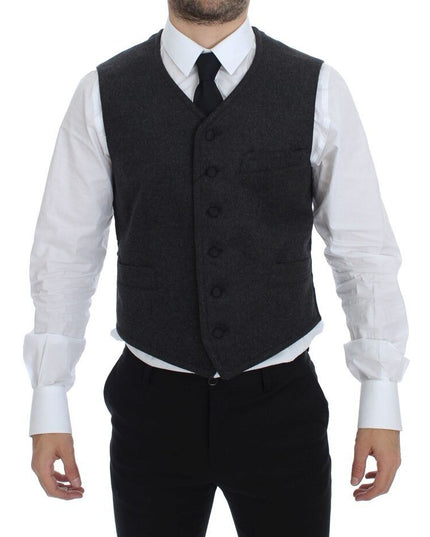 Dolce & Gabbana Gray Wool Blend Logo Vest Gilet Weste