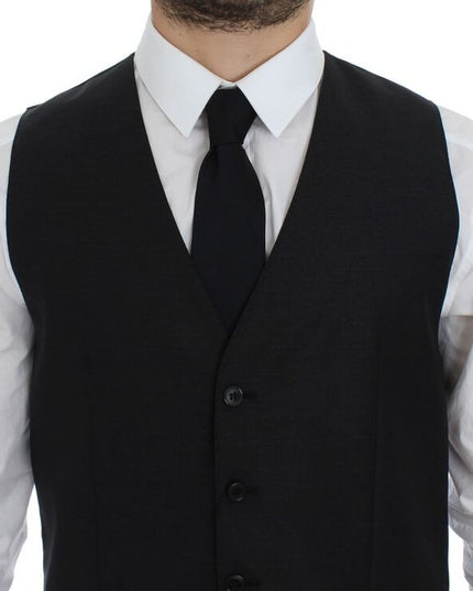 Dolce & Gabbana Gray Wool Silk Dress Vest Gilet Weste