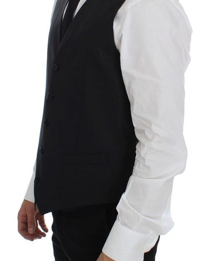 Dolce & Gabbana Gray Wool Silk Dress Vest Gilet Weste