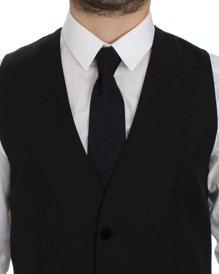 Dolce & Gabbana Black Wool Formal Dress Vest Gilet Weste