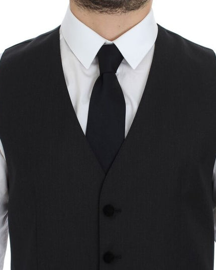 Dolce & Gabbana Gray Wool Formal Dress Vest Gilet Weste
