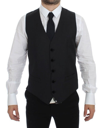 Dolce & Gabbana Gray Wool Formal Dress Vest Gilet Weste
