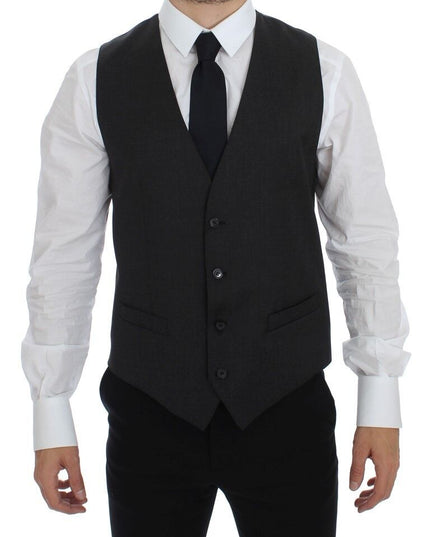 Dolce & Gabbana Gray Wool Formal Dress Vest Gilet Weste