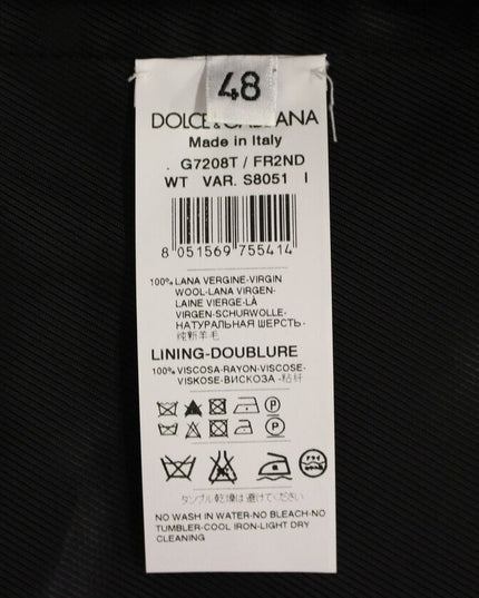 Dolce & Gabbana Gray Striped Wool Single Breasted Vest