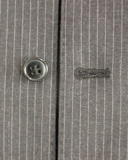 Dolce & Gabbana Gray Striped Wool Single Breasted Vest