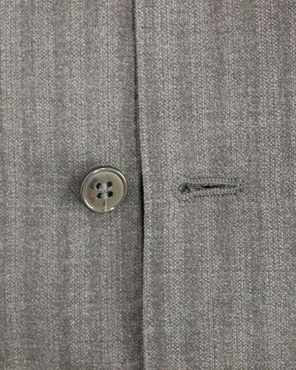 Dolce & Gabbana Gray Striped Wool Single Breasted Vest