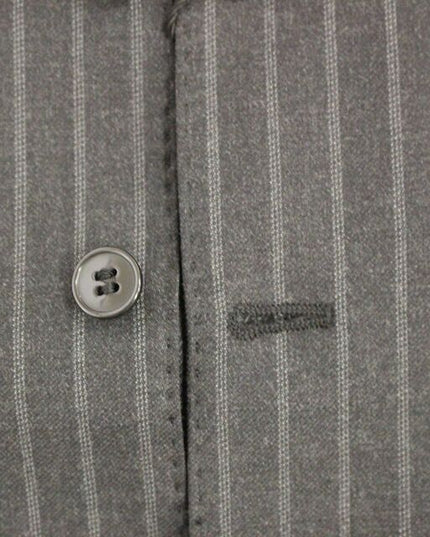 Dolce & Gabbana Gray Striped Wool Logo Vest Gilet Weste