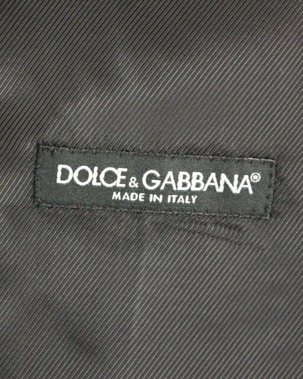 Dolce & Gabbana Gray Striped Wool Logo Vest Gilet Weste