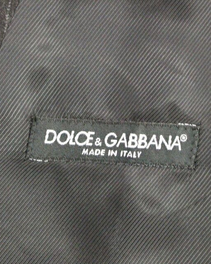 Dolce & Gabbana Gray Striped Wool Logo Vest Gilet Vests