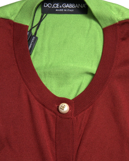Dolce & Gabbana Multicolor Cardigan Color Block Silk Crewneck Sweater