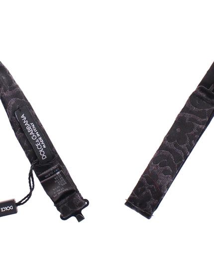 Dolce & Gabbana Gray Black Wool Bow Tie