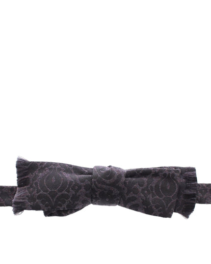Dolce & Gabbana Gray Black Wool Silk Bow Tie
