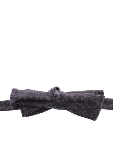 Dolce & Gabbana Gray Black Wool Silk Bow Tie