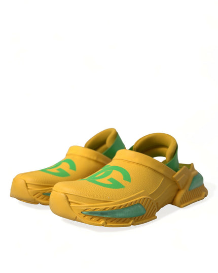 Dolce & Gabbana Yellow Green Rubber Clogs Men Slippers Men Shoes